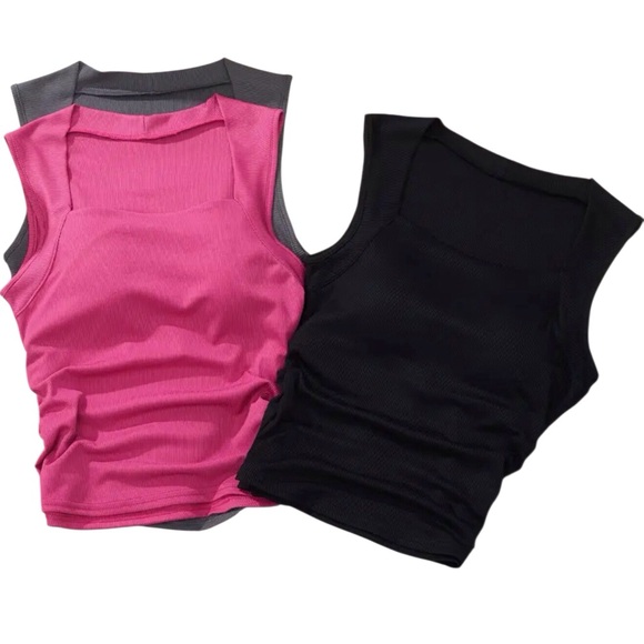 Women's Stylish Sleeveless Ribbed Padded Tank Tops- Black Size-XL NWT - Picture 2 of 4